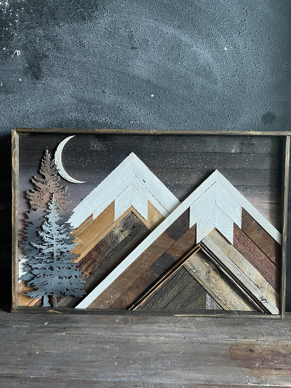 Copper Night Sky with Crescent Moon
